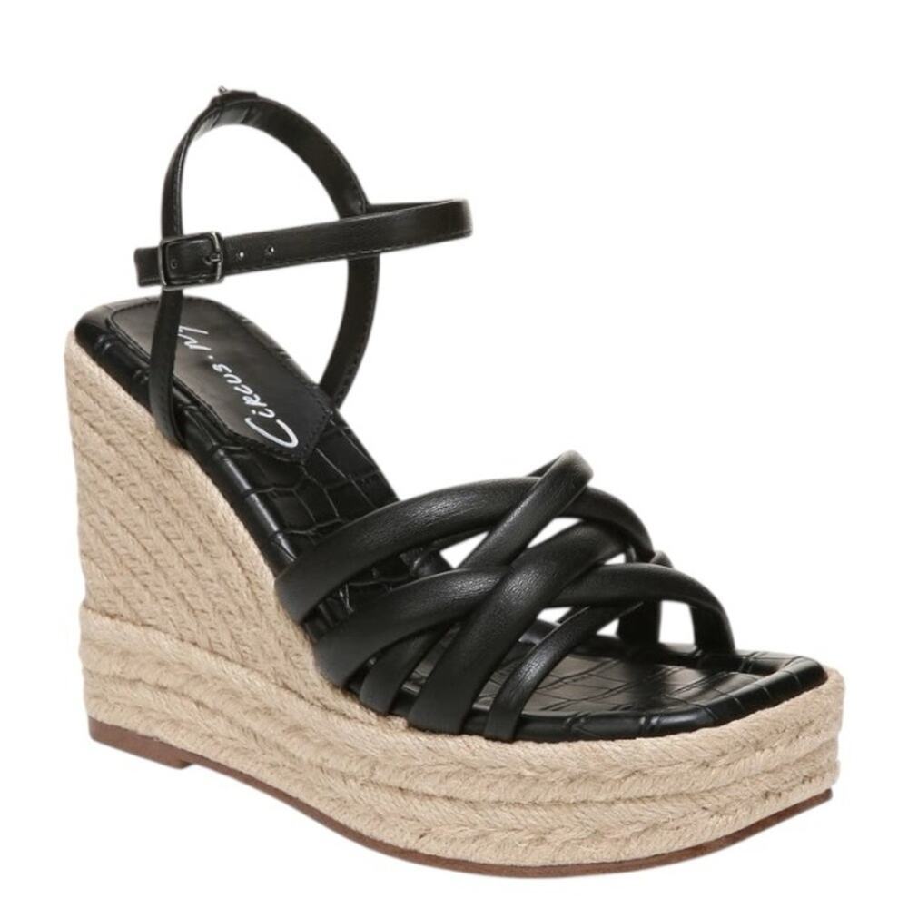 Circus NY by Sam Edelman Irene Espadrille Platform Wedge Sandals Size 8 Black